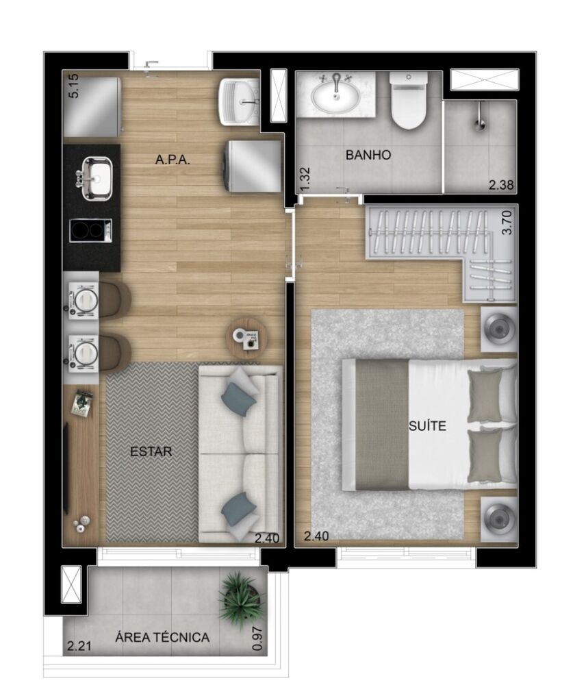 Apartamento, 1 quarto, 31 m² - Foto 3