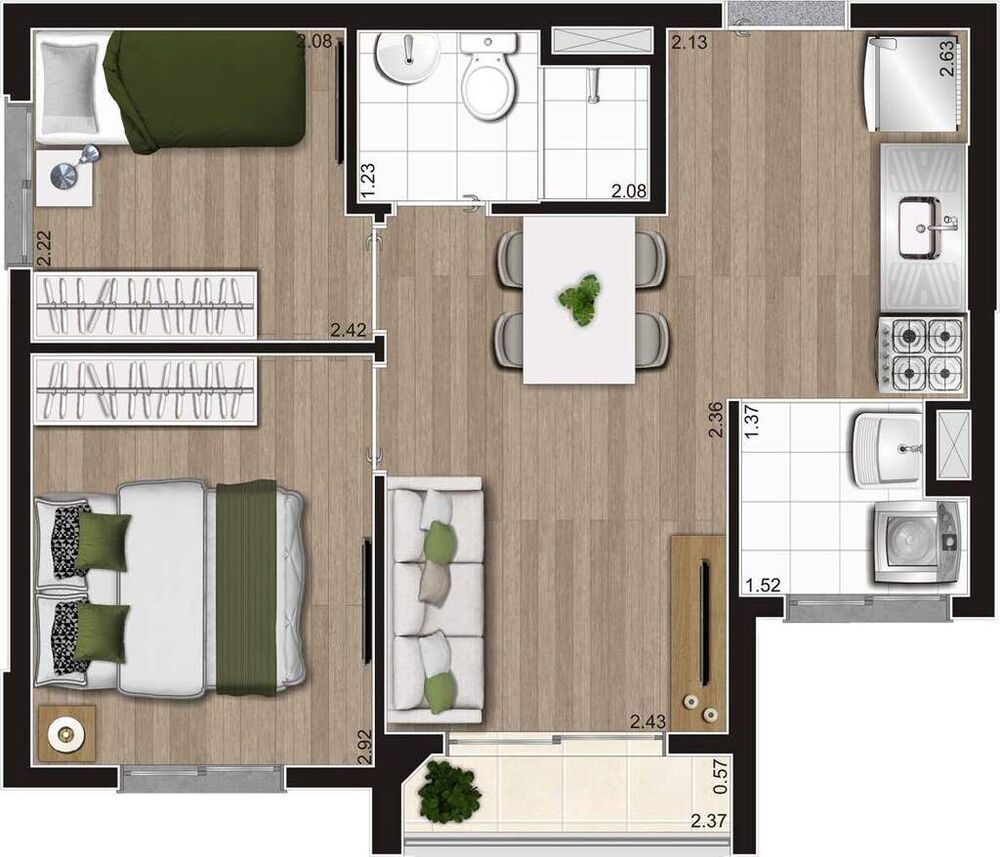 Apartamento, 2 quartos, 37 m² - Foto 2