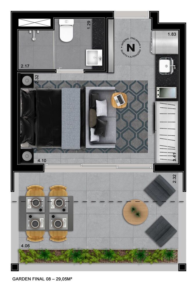 Apartamento, 1 quarto, 32 m² - Foto 1
