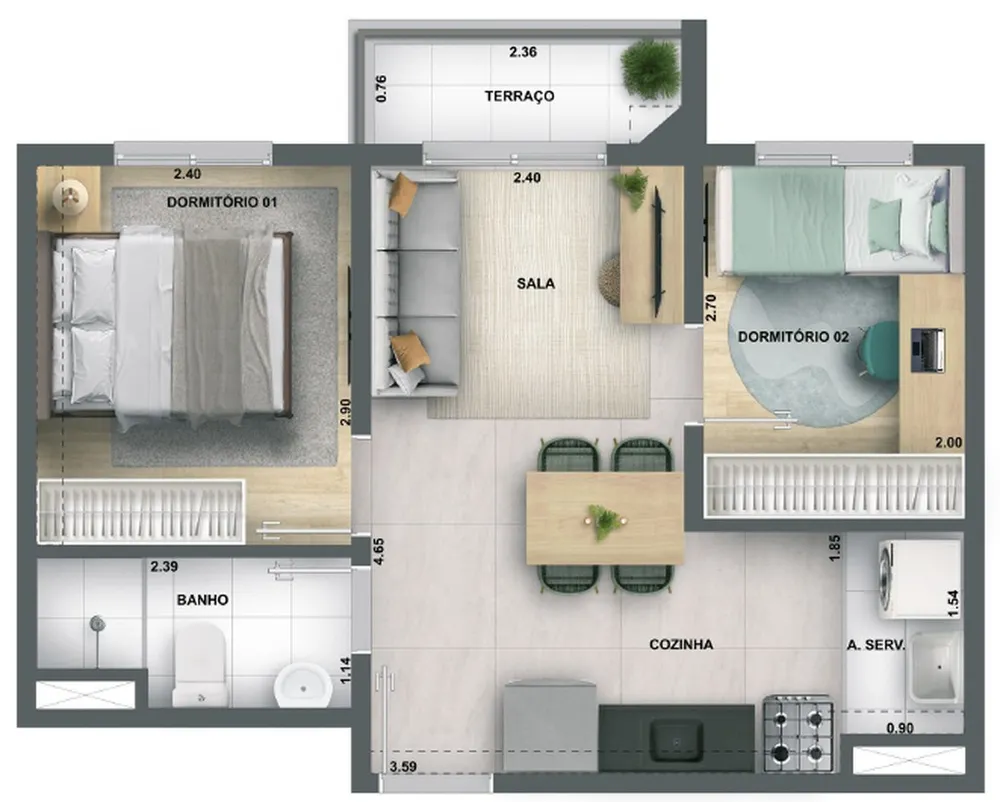 Apartamento, 2 quartos, 37 m² - Foto 11