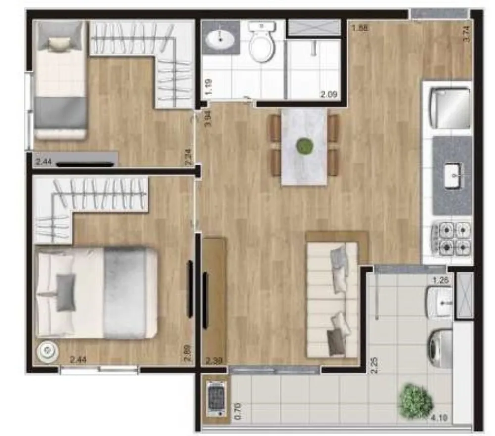 Apartamento, 2 quartos, 42 m² - Foto 9