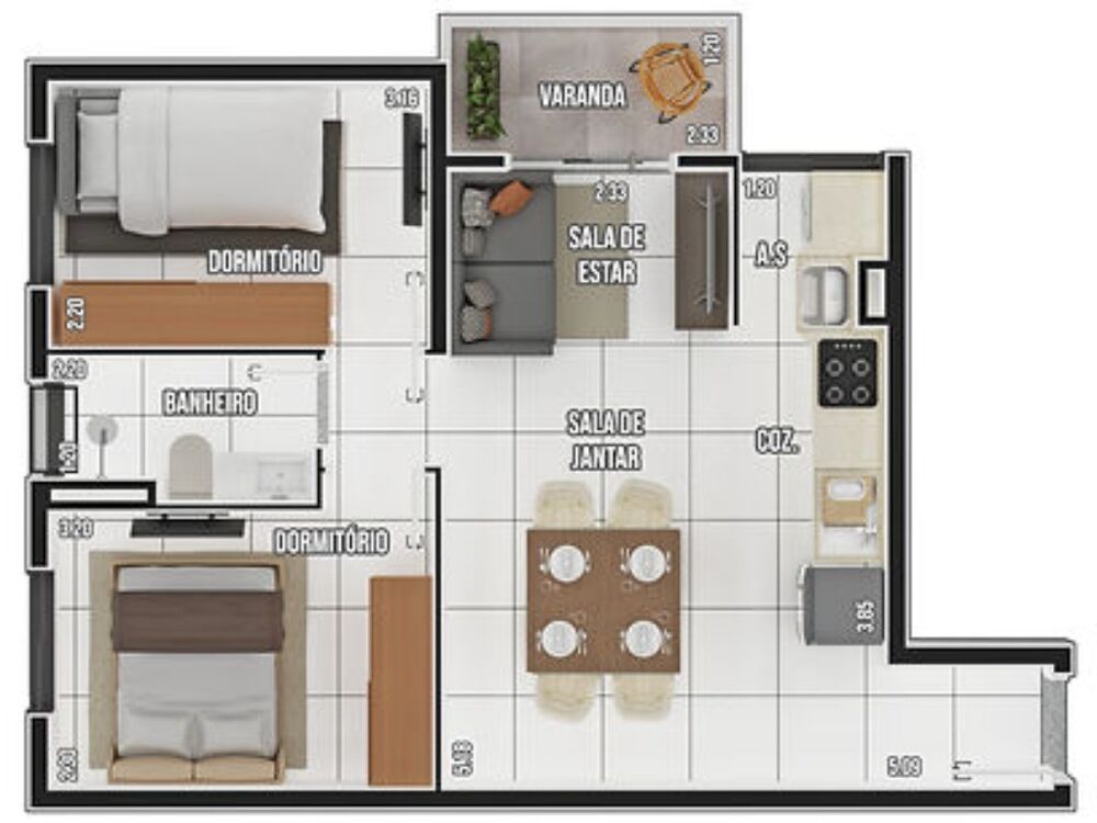 Apartamento, 2 quartos, 42 m² - Foto 3
