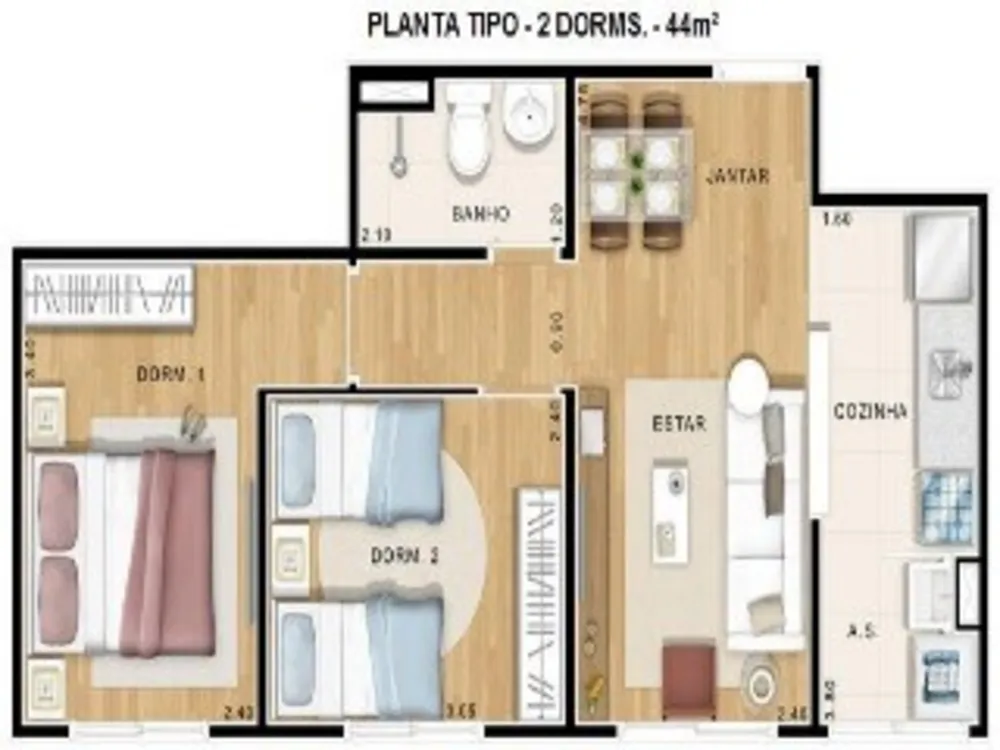 Apartamento, 2 quartos, 45 m² - Foto 6