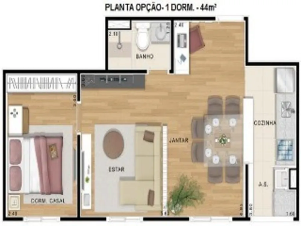 Apartamento, 2 quartos, 45 m² - Foto 4