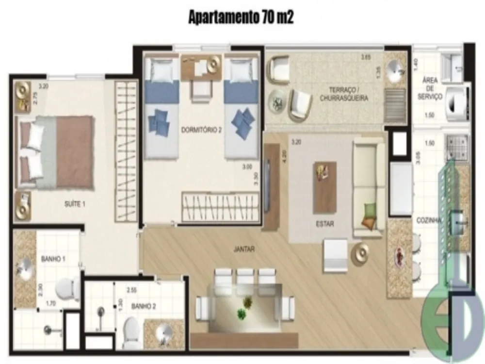 Apartamento, 2 quartos, 69 m² - Foto 11