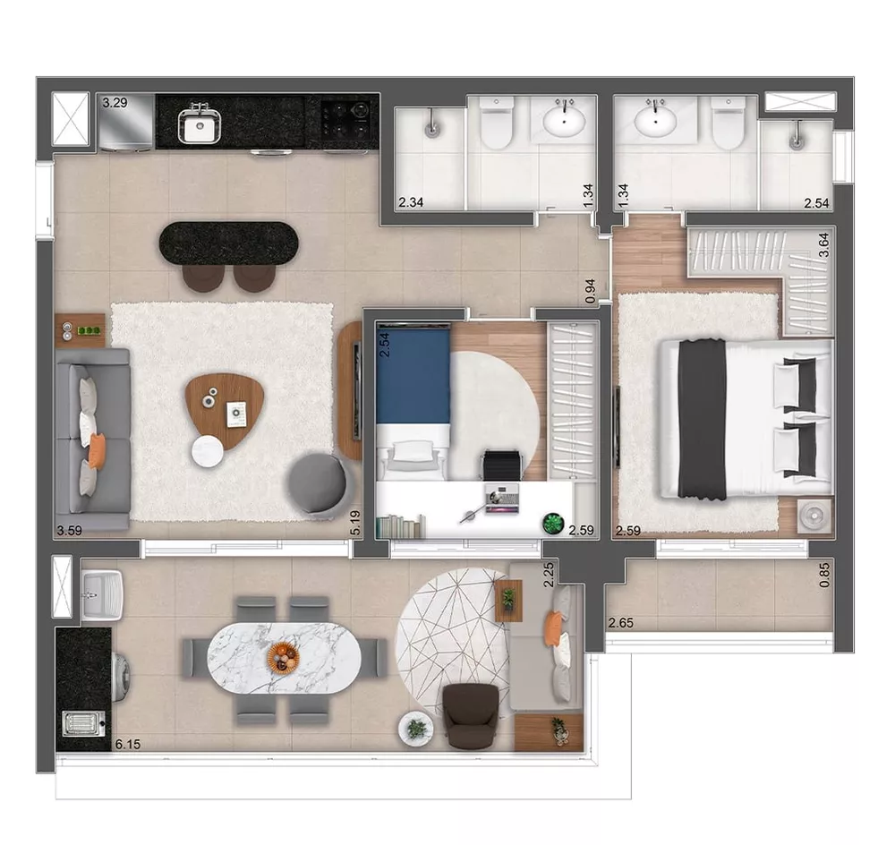 Apartamento, 2 quartos, 72 m² - Foto 1