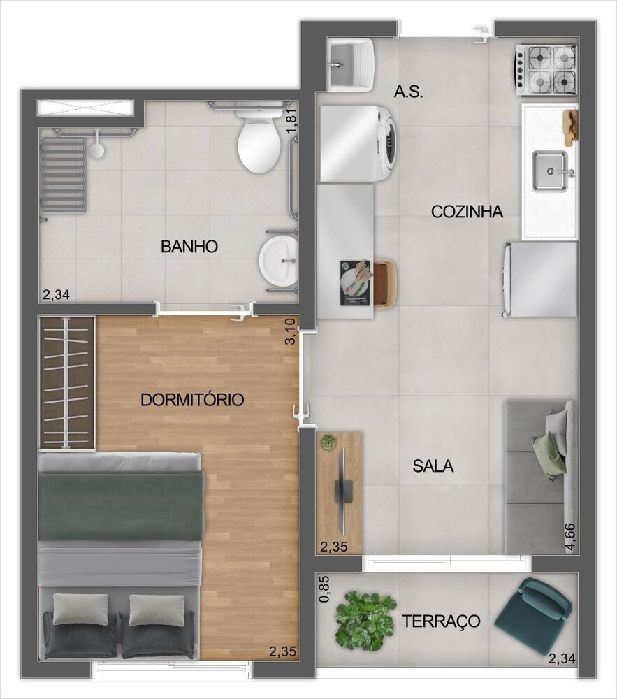 Apartamento, 1 quarto, 27 m² - Foto 6