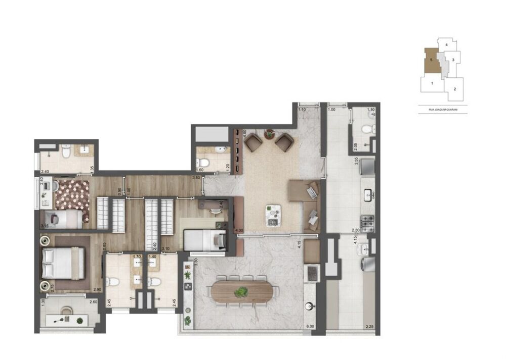 Apartamento à venda com 3 quartos, 170m² - Foto 2