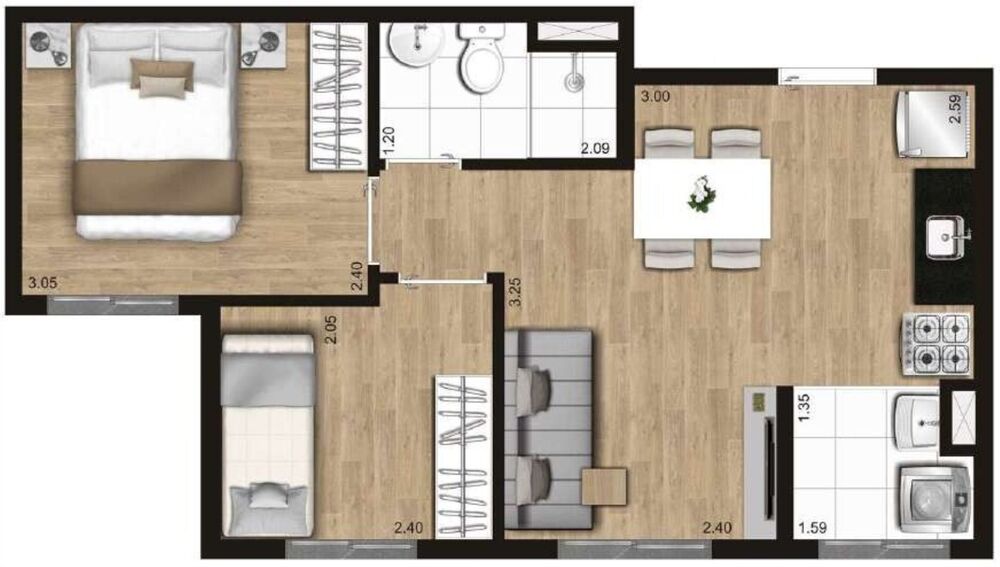 Apartamento, 2 quartos, 36 m² - Foto 3