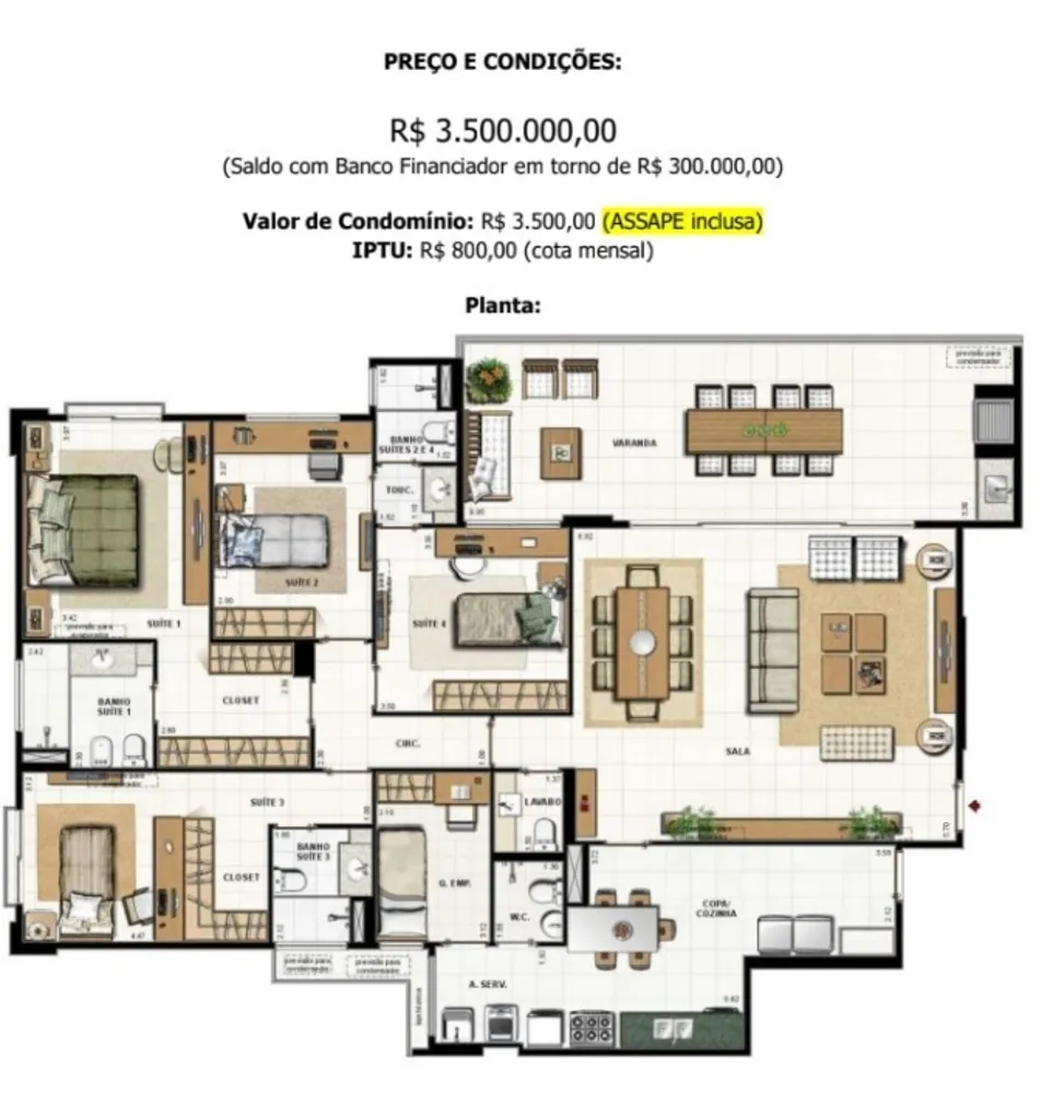 Apartamento, 3 quartos, 192 m² - Foto 2