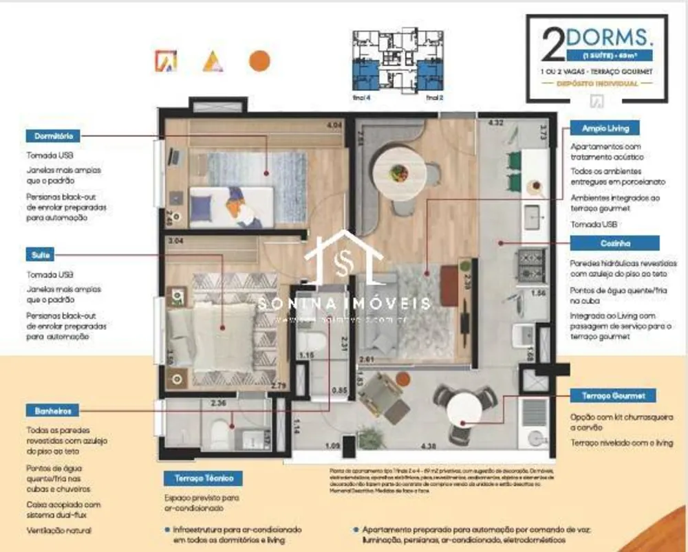 Apartamento, 2 quartos, 69 m² - Foto 2