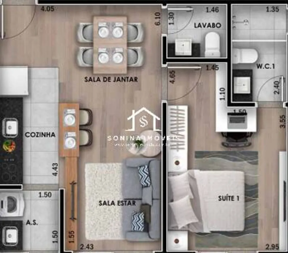 Apartamento, 1 quarto, 46 m² - Foto 2