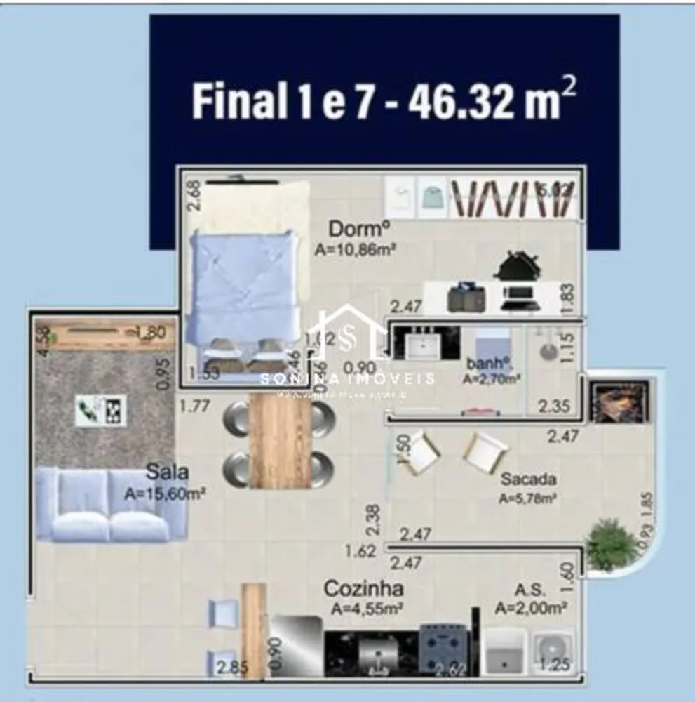 Apartamento, 1 quarto, 46 m² - Foto 5