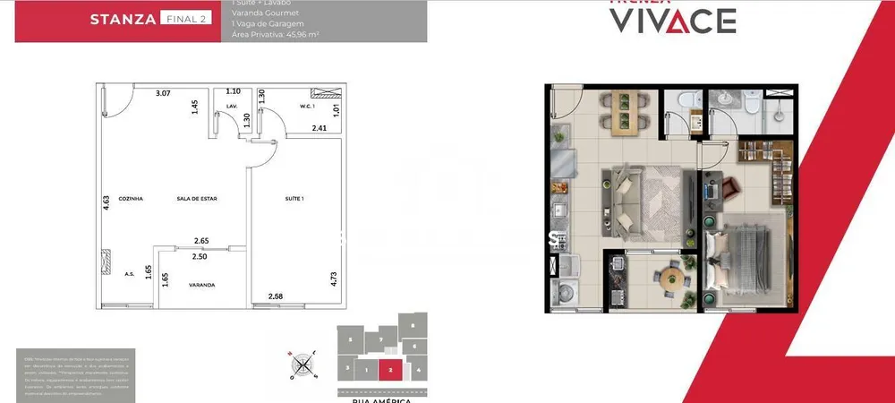 Apartamento, 1 quarto, 43 m² - Foto 1