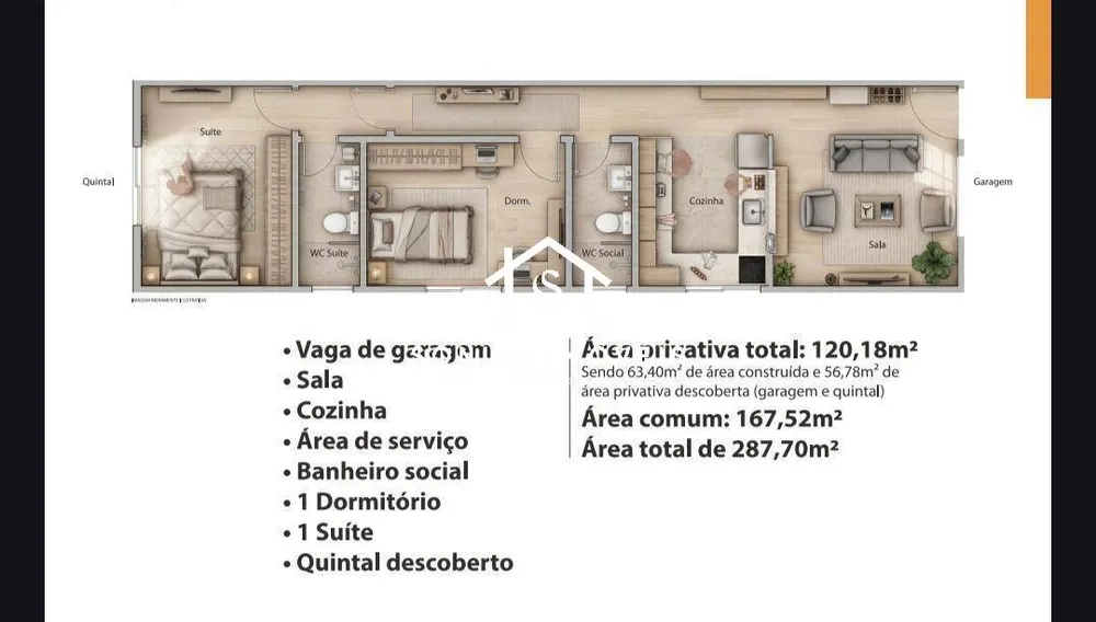 Casa de Condomínio, 2 quartos - Foto 1