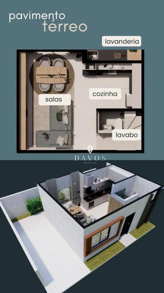 Sobrado, 2 quartos, 69 m² - Foto 1