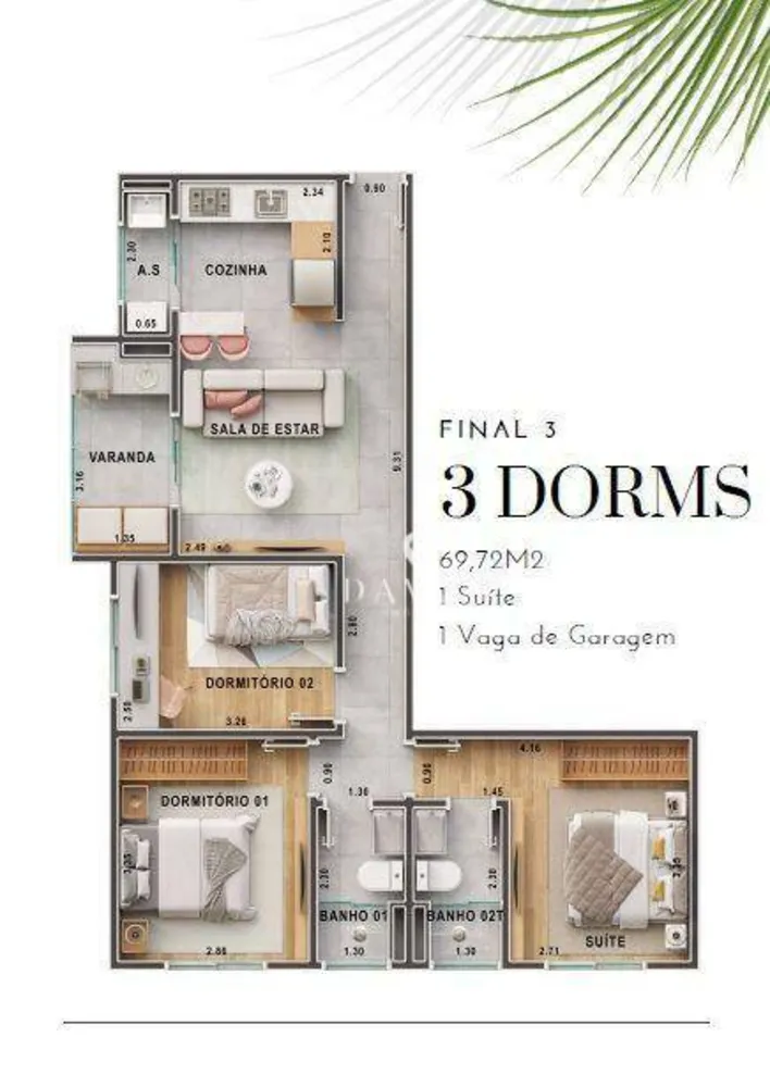 Apartamento, 2 quartos, 67 m² - Foto 2