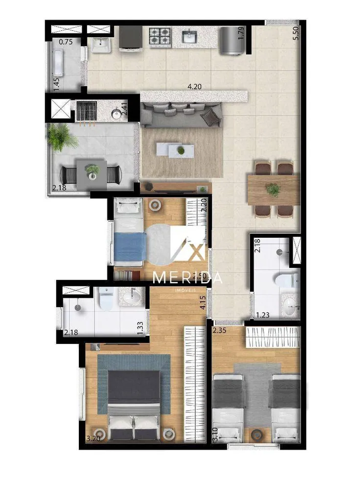 Apartamento, 3 quartos, 69 m² - Foto 1