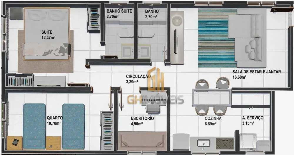Apartamento, 3 quartos, 72 m² - Foto 2
