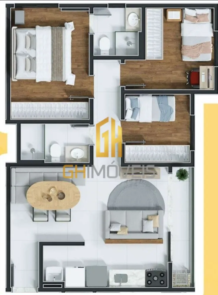 Apartamento, 3 quartos, 63 m² - Foto 1