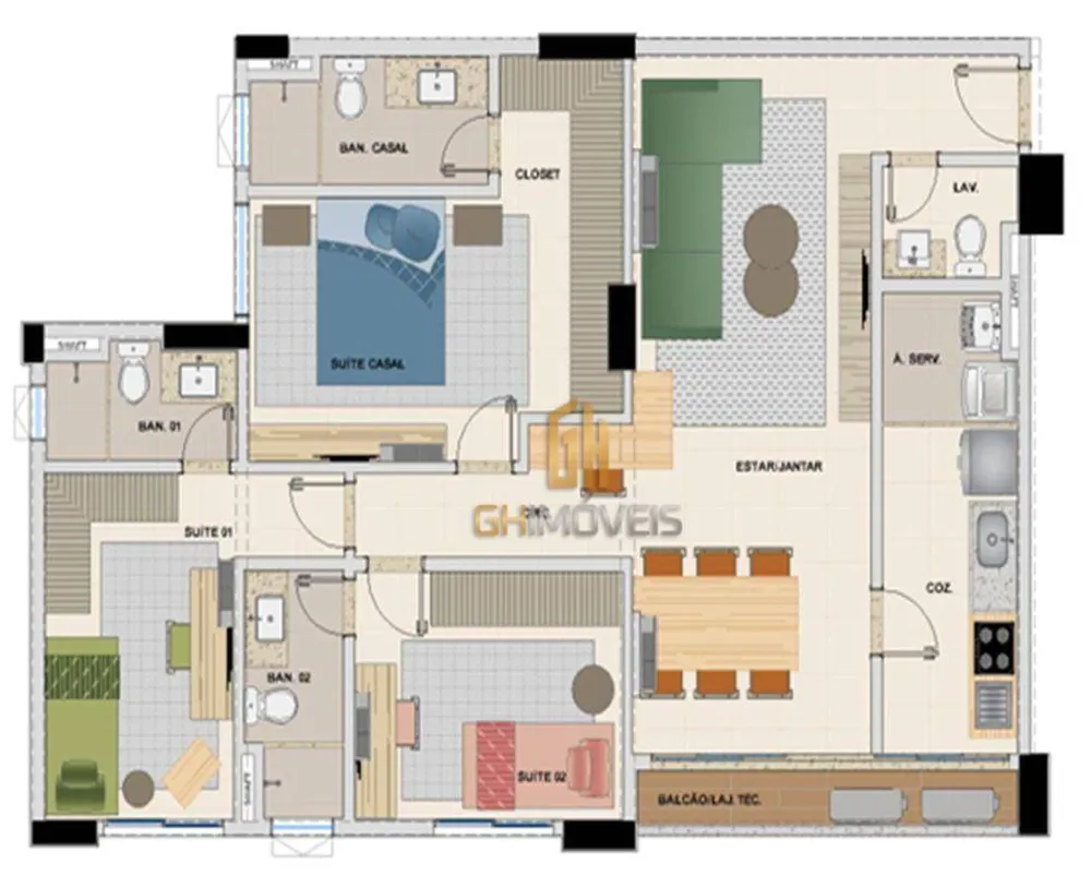 Apartamento, 3 quartos, 97 m² - Foto 2