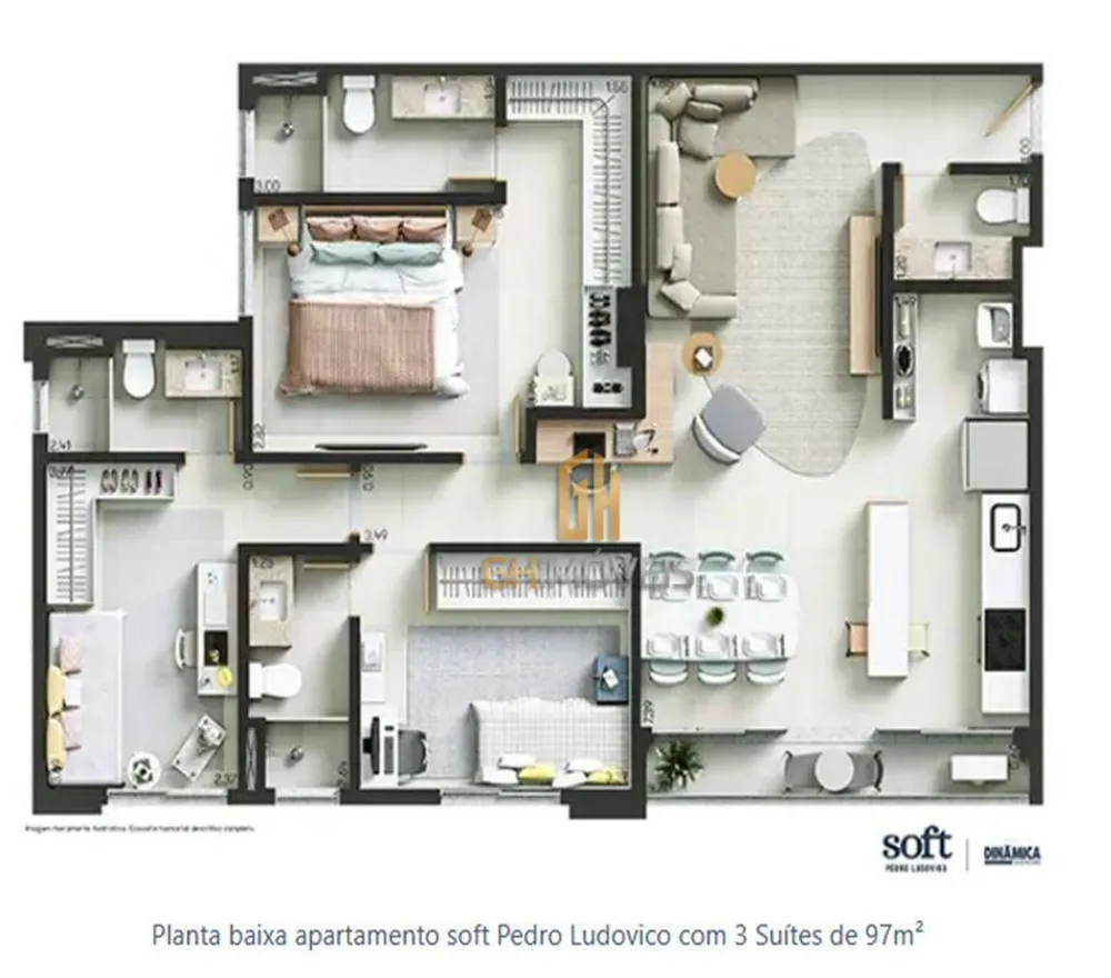 Apartamento, 3 quartos, 97 m² - Foto 1