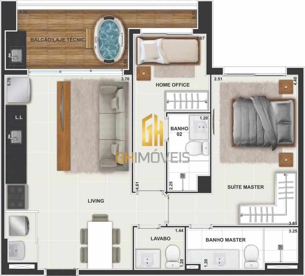 Apartamento, 2 quartos, 66 m² - Foto 1