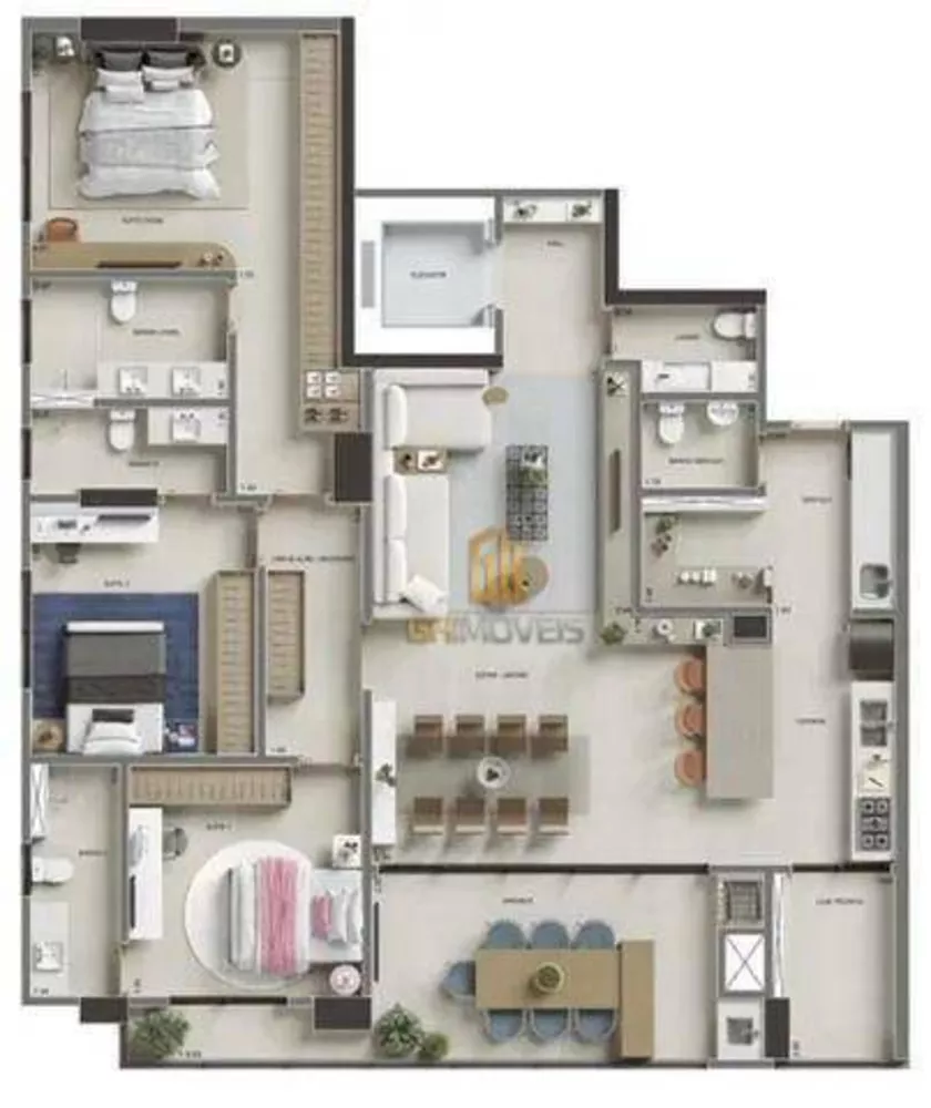 Apartamento à venda com 3 quartos, 171m² - Foto 2