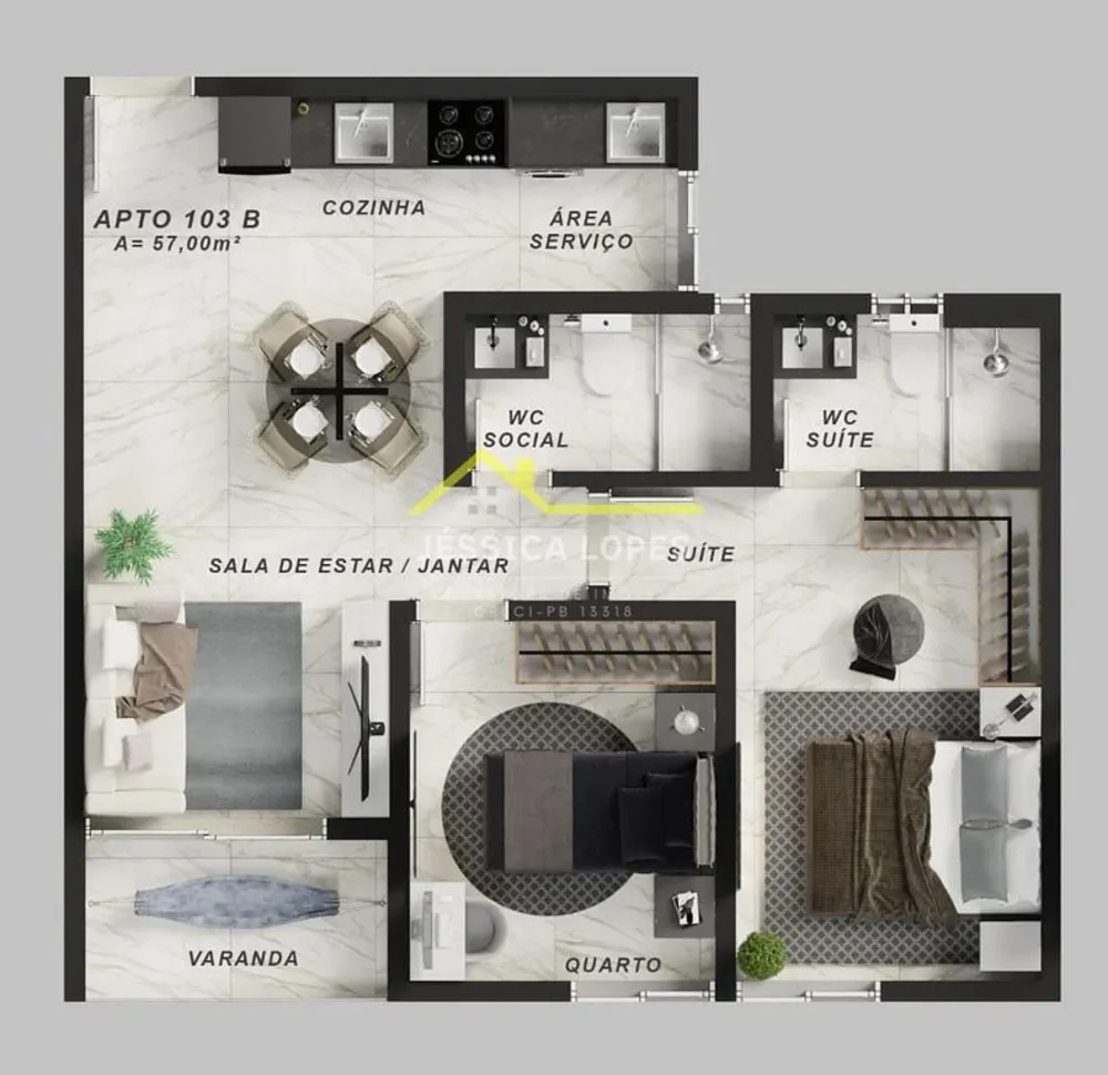 Apartamento, 2 quartos, 58 m² - Foto 2