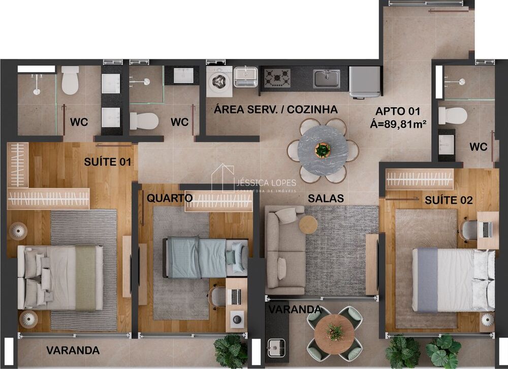 Apartamento, 3 quartos, 90 m² - Foto 3