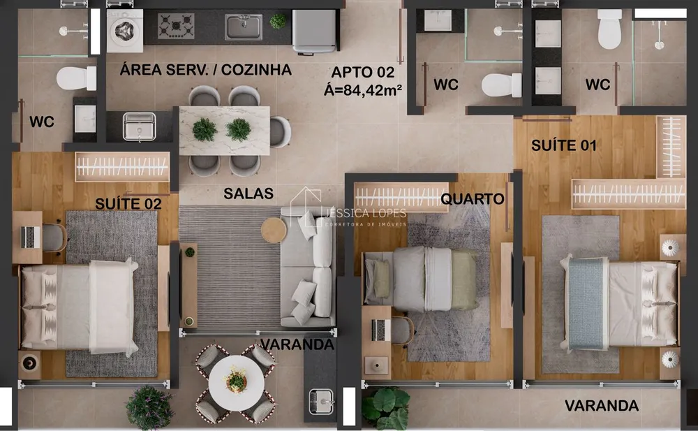 Apartamento, 3 quartos, 84 m² - Foto 3