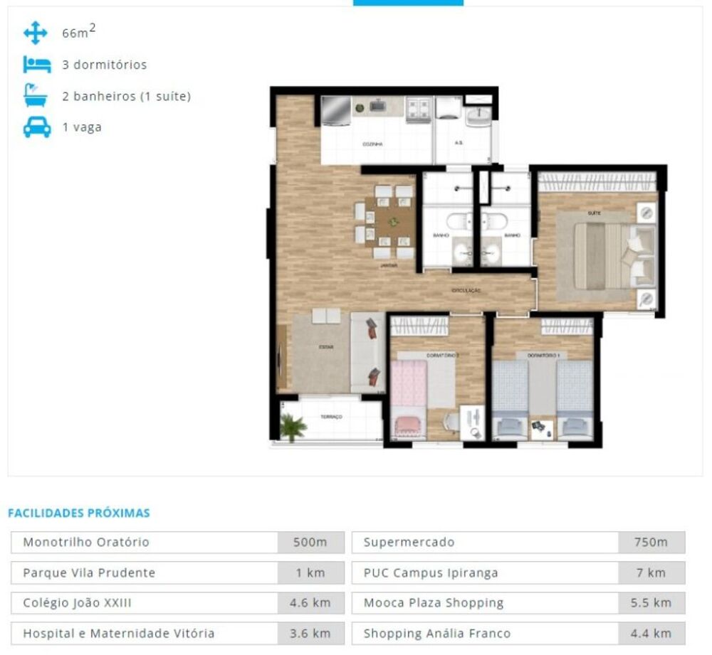 Apartamento, 3 quartos, 66 m² - Foto 7