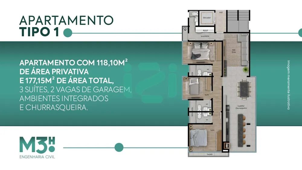 Apartamento, 119 m² - Foto 1