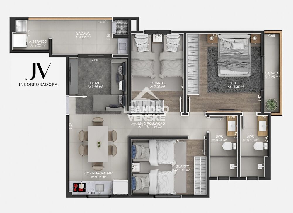 Apartamento, 3 quartos, 73 m² - Foto 9