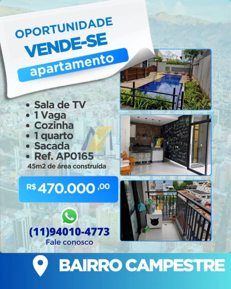 Apartamento à venda com 1 quarto, 45m² - Foto 1