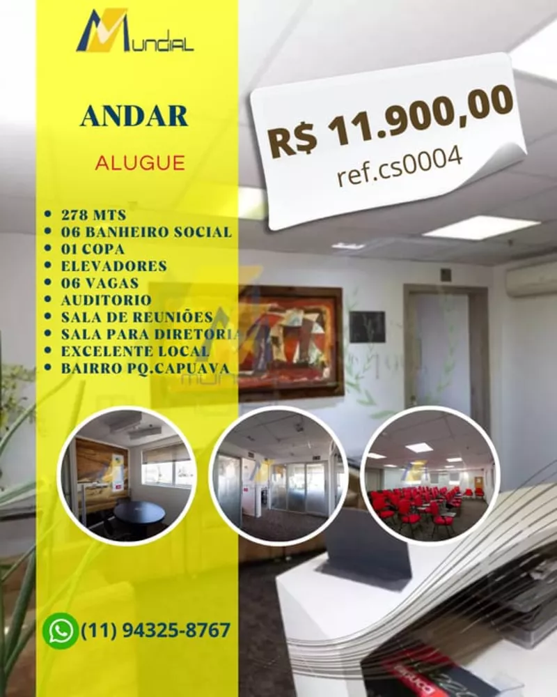 Conjunto Comercial-Sala para alugar, 278m² - Foto 1