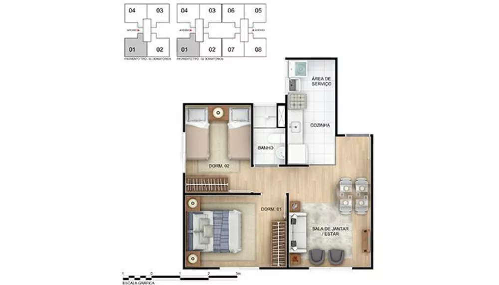 Apartamento, 2 quartos, 45 m² - Foto 1
