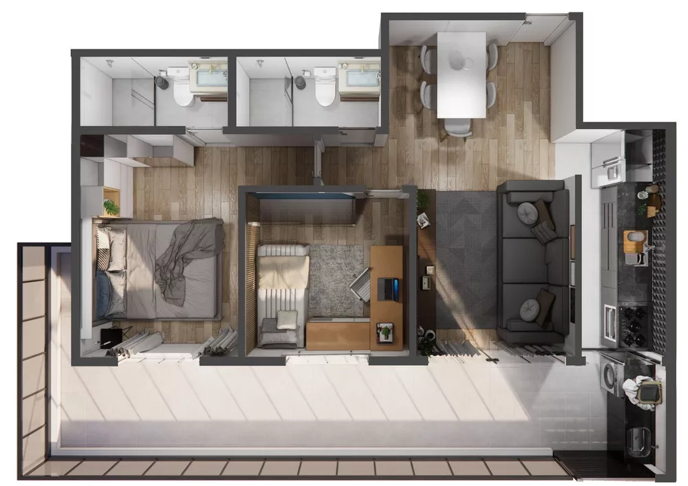 Apartamento, 1 quarto, 56 m² - Foto 3
