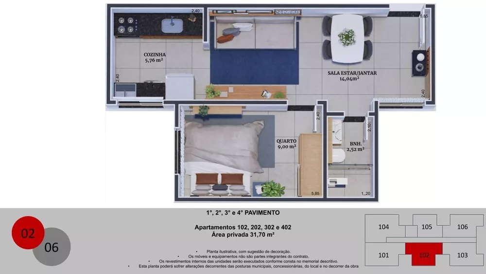 Apartamento, 2 quartos, 44 m² - Foto 7