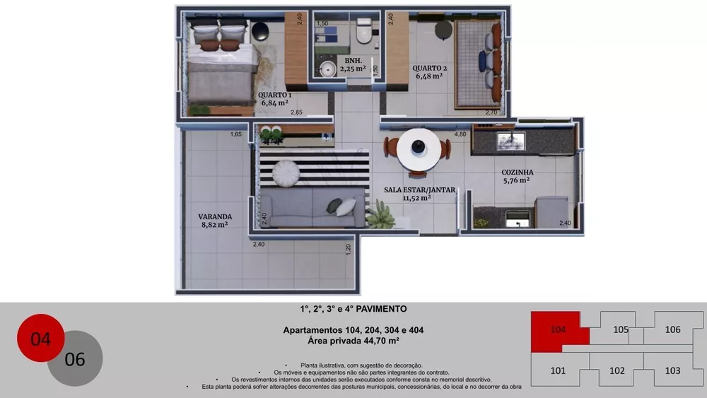 Apartamento, 2 quartos, 44 m² - Foto 14