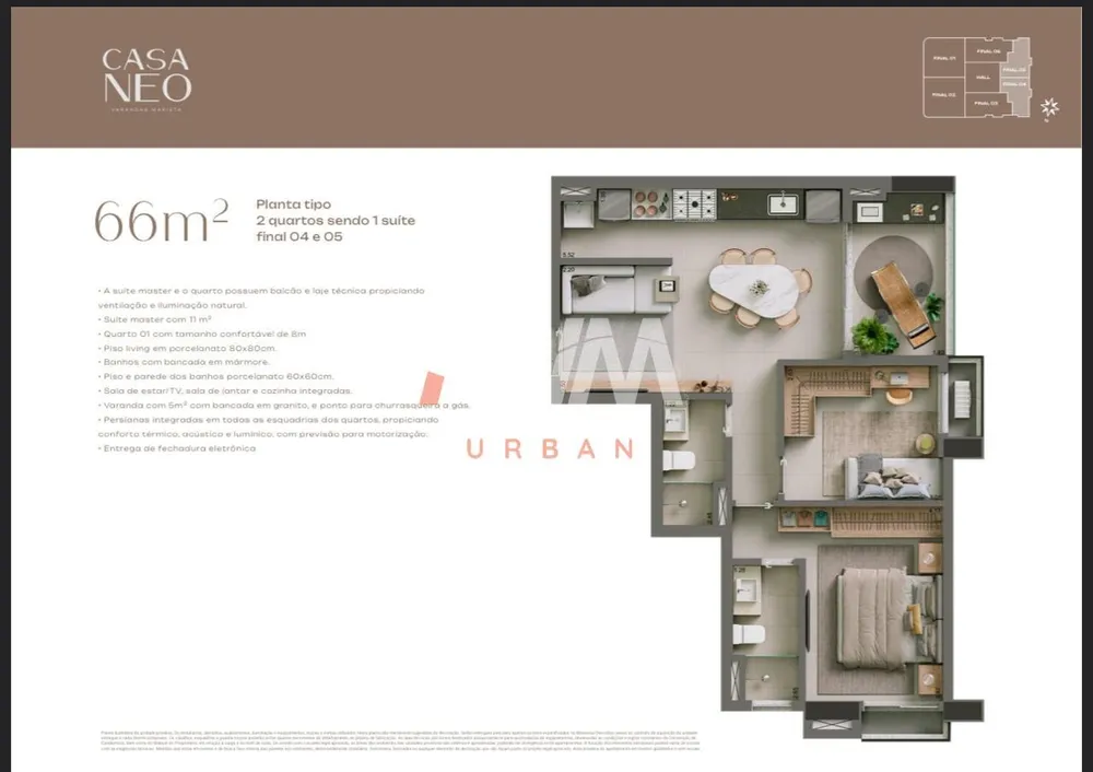 Apartamento, 2 quartos, 66 m² - Foto 2