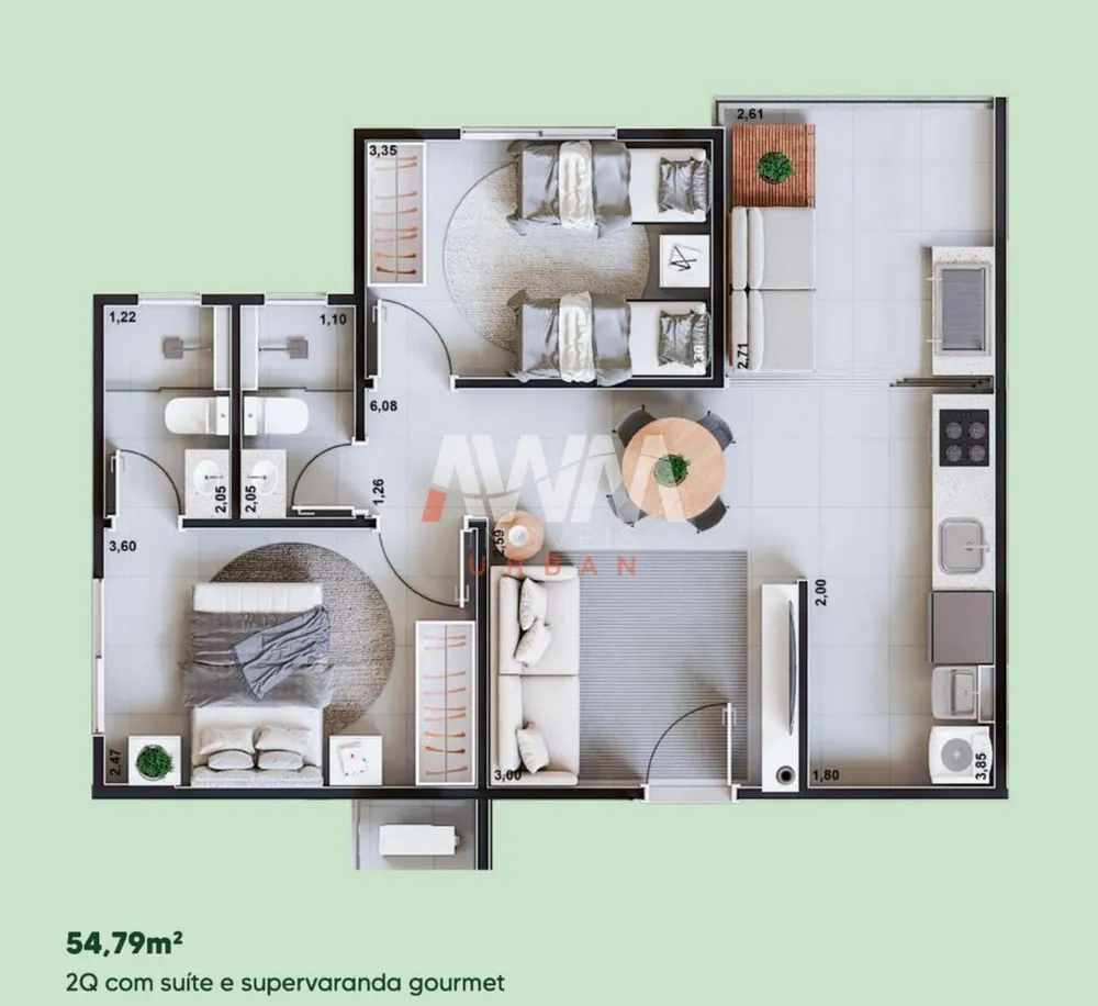 Apartamento, 2 quartos, 54 m² - Foto 3