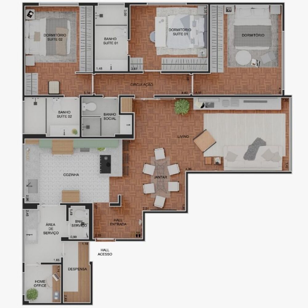 Apartamento, 3 quartos, 133 m² - Foto 2