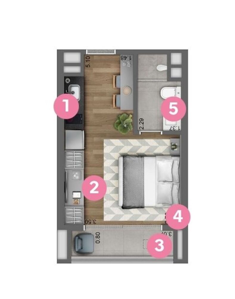 Kitnet-Studio, 26 m² - Foto 3