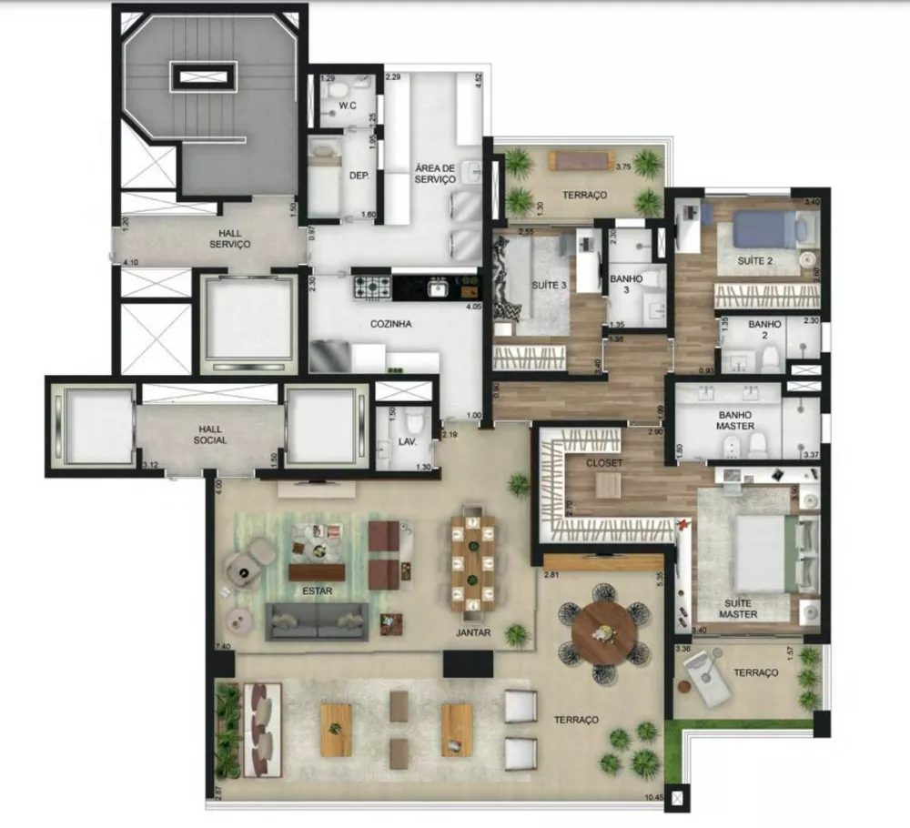 Apartamento à venda com 3 quartos, 208m² - Foto 2