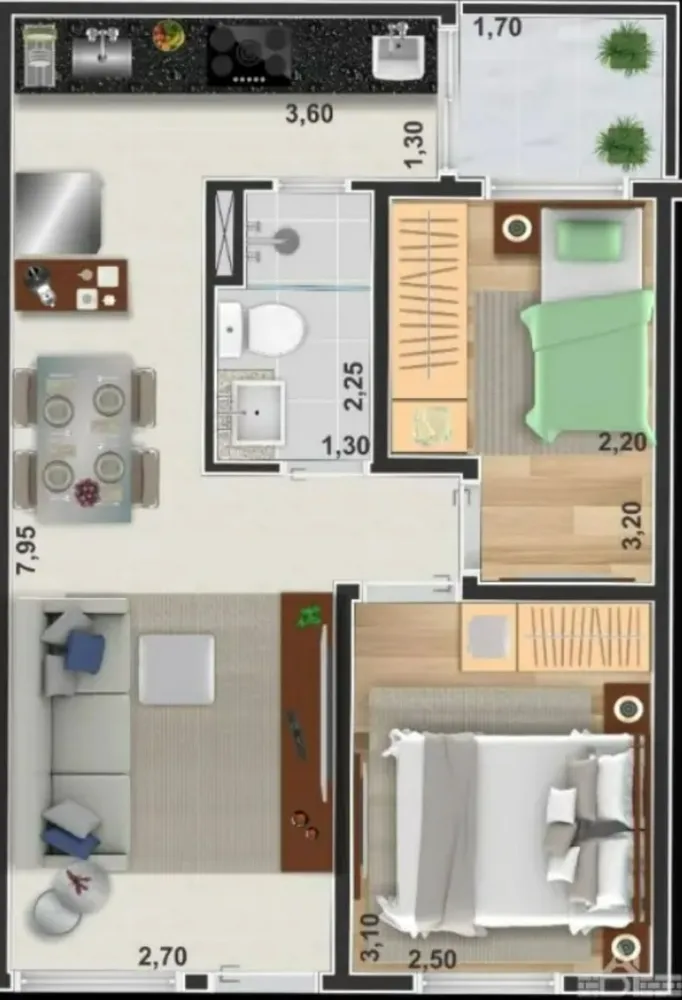 Apartamento, 2 quartos, 45 m² - Foto 2