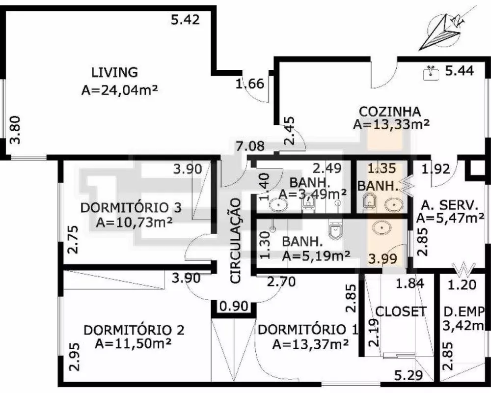 Apartamento para alugar com 3 quartos, 115m² - Foto 7