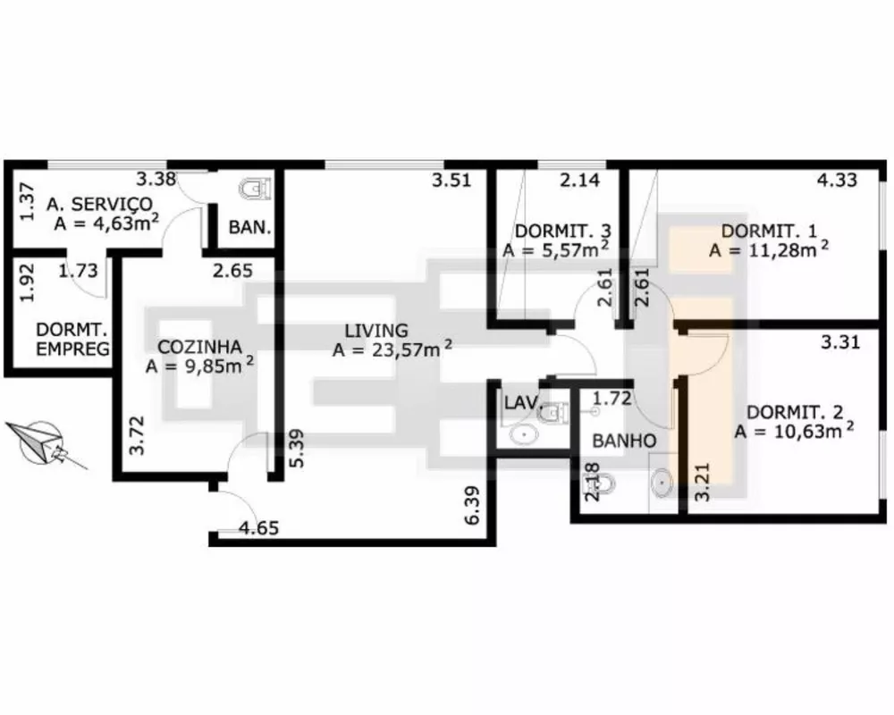 Apartamento para alugar com 3 quartos, 110m² - Foto 2