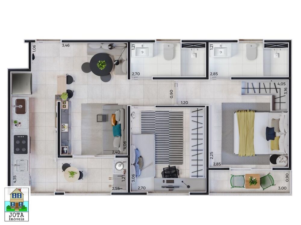 Apartamento, 2 quartos, 56 m² - Foto 3