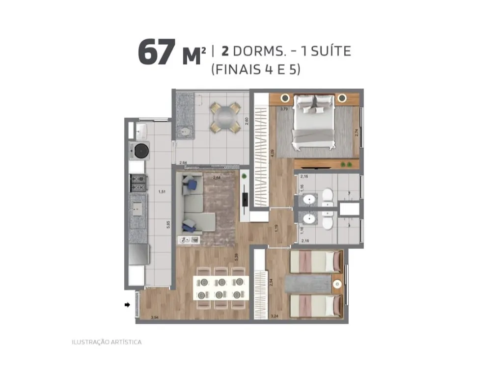 Apartamento, 2 quartos, 67 m² - Foto 3